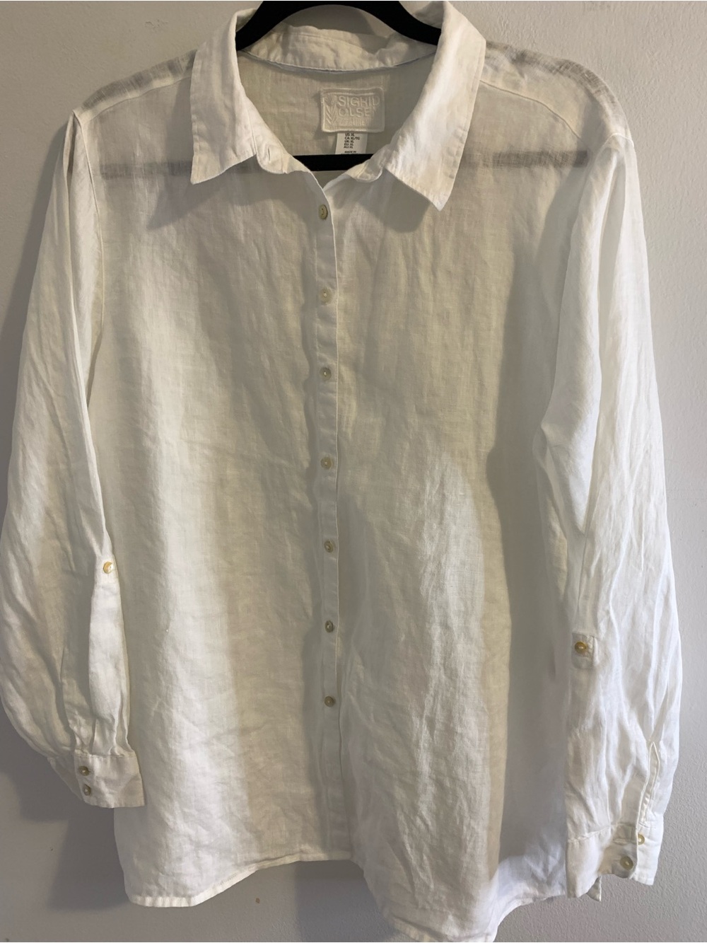 Sigrid Olsen White Linen Button-Down Shirt